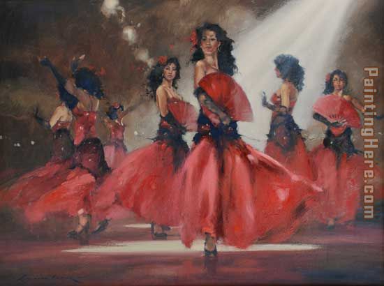 Sieta Hermanas painting - Flamenco Dancer Sieta Hermanas art painting